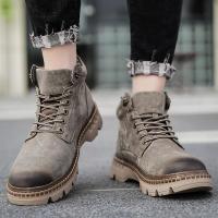 Botas De Cuero De Alta Calidad Para Hombre Botines De Tobillo Casual Zapatillas De Trabajo Al Aire Libre Botas De Motocicleta De Estilo Callejero De Alta Top - details 4
