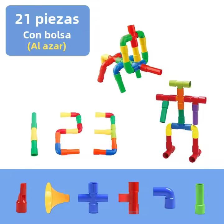 Juguetes De Bloques De Tubo Para Niños 21-39PCS DIY Montessori Juguetes Modelo De Tunnel De Tubo De Plástico Regalo Para Niños - 1