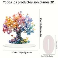 Adornos De Árbol De La Vida En Acrílico Coloridos Con Mariposa Decoración De Habitación Estética Para Estudio Regalos Para Amigos Y Familia - details 2