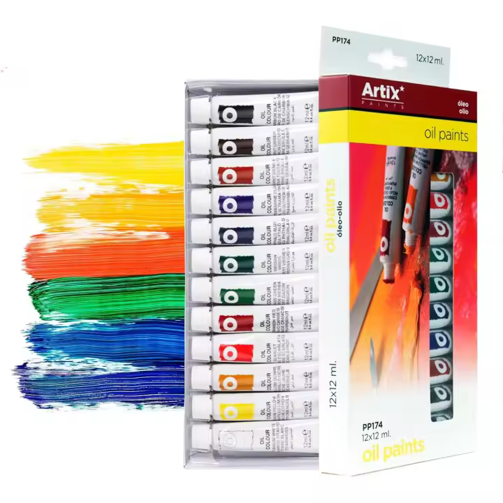 MP-ARTIX PAINTS, Set de Óleo para Artistas, 12 Tubos de 12 Ml, No Tóxico, Colores Surtidos - 1