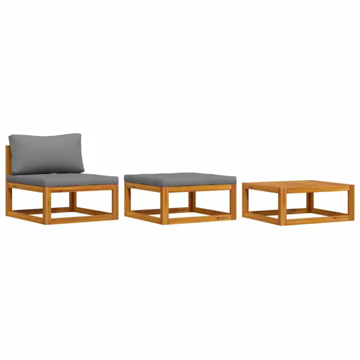 vidaXL Muebles de jardín 3 piezas con cojines madera maciza de acacia - 1