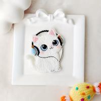 Parches Bordados De Gatos Cartoon Divertidos Con Auriculares 4 Unidades Decoración De Ropa Aplicaciones De Bordado Tamaño 6x4.5cm - details 7