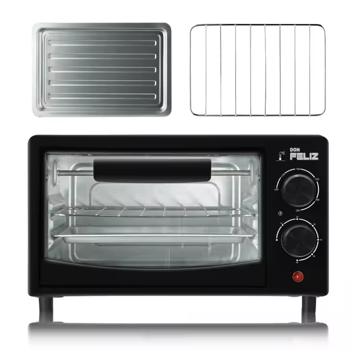 Mini Horno Eléctrico 12L Multifuncional con Temporizador 60 Min y Temperatura Ajustable 0-230 °C, Compacto para Pan, Pasteles y Pizza - 1