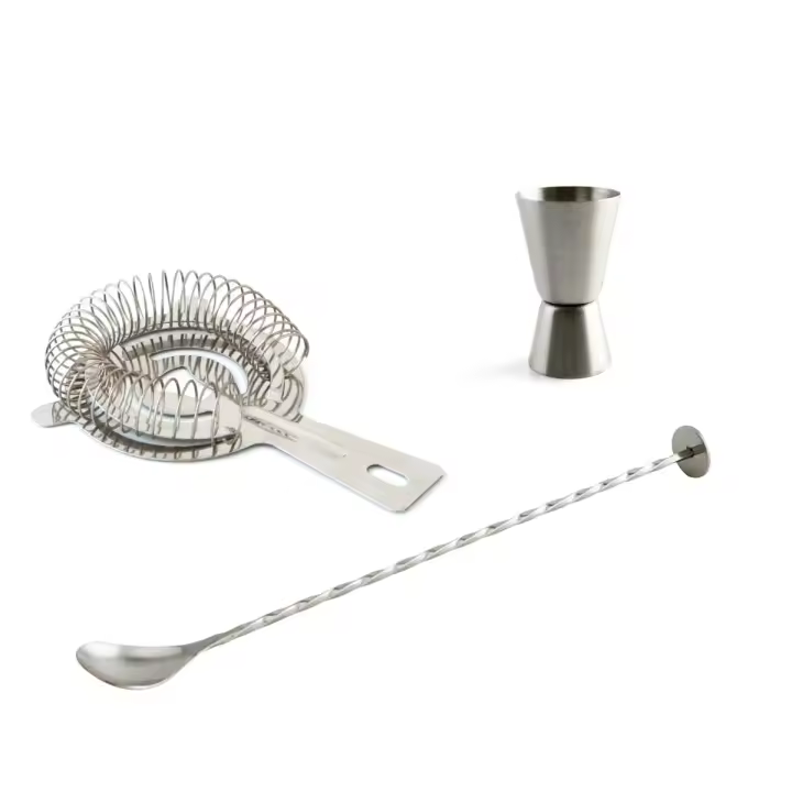 KOALA MI BAR Set 3 Piezas Gin Tonic Acero Inoxidable 27CM - 19x10x2CM - 2 y 4CL Acero Metalizado Fácil de limpiar Transportable - 1