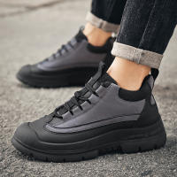 Zapatos De Trabajo Casual Invierno Para Hombre Botas De Cuero Con Pelo Cómodas Antideslizantes Altas Transpirables Con Plush - details 5