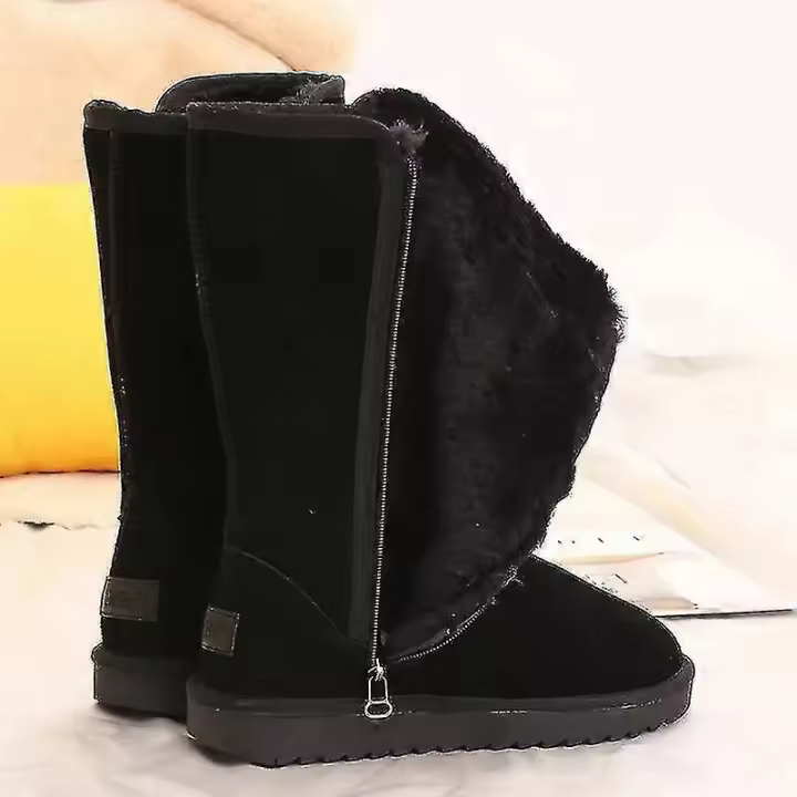 Ecelen Women's Winter Ankle Boots Plush Lined Side Zipper Warm Platform Ankle Boots With Plush Lining Thfru22 Black - 1