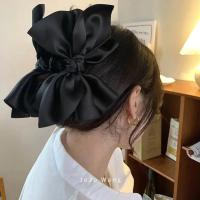 Grande Pinza Para El Cabello Con Lazo Nueva Moda Color Sólido Negro Herramientas De Estilo Para Mujer Y Niñas Accesorios De Cabello - details 10
