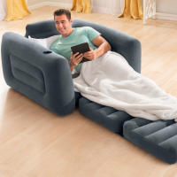 INTEX - Sillón hinchable individual, transformable en cama, 117x224x66 cm, peso máximo soportado 100 kg, máx. 1 persona, altura 66 cm, válvula 2 en 1, material flocado, uso interior - details 3