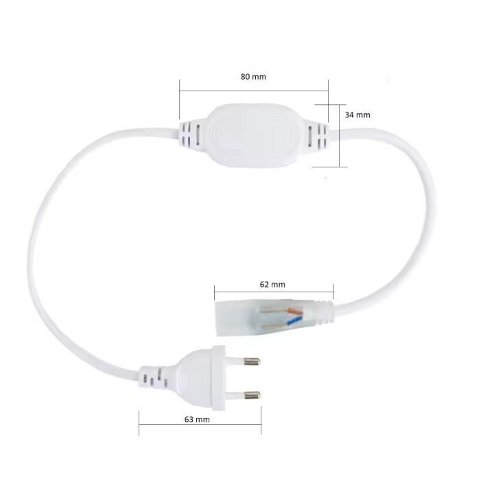 Ledkia Cable Rectificador Corriente IP67 Tira LED 220V AC Corte 25/100cm - Alta Calidad - 1