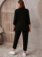 Conjunto Elegante De Talla Grande Para Mujer Chaqueta Y Pantalones De Moda Casual Para El Escritorio Blusas Solas Sin Cierre De Polyester - details 3