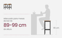VASAGLE Taburete de Bar, Taburete Alto, Juego de 2, Industrial, para Cocina, Comedor, Sala de Estar, Marrón Rústico y Negro - details 1