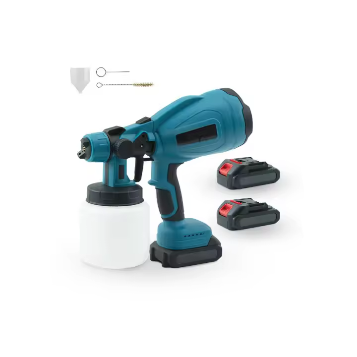 Mediawave Store Spruzzatore Doppia Batteria 48V Wireless Pistola per Vernici Contenitore 800ml - 1