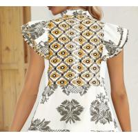 Vestido De Verano Para Mujer plus Talla Con Estampado Floral Elegante Cuello En V Manga Larga Sin Mangas A-Line Longitud De Rodilla - details 5