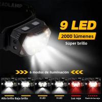 Lámpara Frontal LED Recargable USB Con Sensor De Movimiento 9 Lámparas De Ojo De Pez Portátil Para Pesca Camping Y Actividades Al Aire Libre - details 2