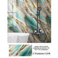 Pegatinas De Pared Autoadhesivas De Aluminio Imitación De Azulejo Para Cocina Y Baño Decoración Antihumedad Patrón De Marmol PVC - details 5