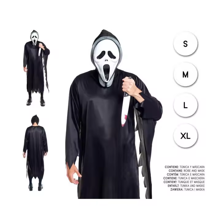 Disfraz Adulto Asesino Scream. Contenido Túnica y Mascara. #Partilandia #Halloween #Asesino - 1