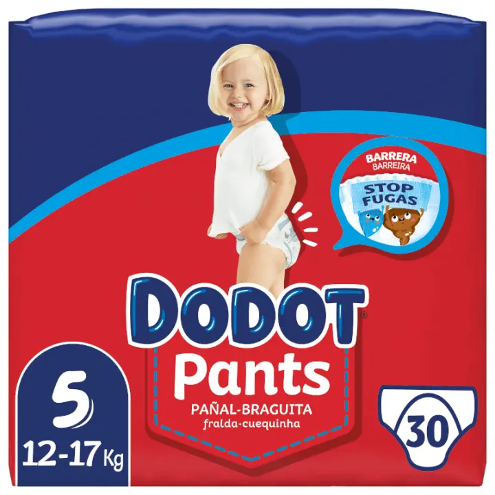 DODOT PANTS PAÑAL BRAGUITA 12 A 17 KG TALLA 5 30 UNIDADES - 1