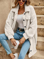 Nueva Chaqueta Larga De Mujer Para Invierno Estilo Casual Sólido Cremallera Simple Talla Grande Abierta Comodidad Poliéster Spandex - details 4
