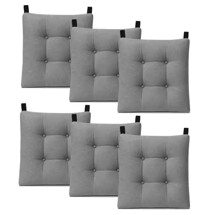 Pack de 2/4/6 Cojines para Silla de 40x40x8cm Acolchados, Relleno de Espuma de Poliuretano con Cintas de Sujeción Antideslizantes para Interior y Exterior, Fabricado en España. Variedad de Colores y Packs - 1