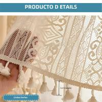 Cortinas De Ventana Boho Tules Sastre De Lino Semi-Transparentes 2 Capas Rod Pocket Cortinas Cortas Para Cocina Y Sala De Estar - details 3