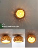 Lámpara De Techo Tejida De Bambú Retro Para Restaurante Y Sala De Estar Iluminación LED Ajustable Decorativa Fijación En Techo E27 - details 2