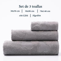 Set toallas de baño (tocador 30x50cm + manos 50x90cm + baño 70x140cm) 450GSM en algodón varios colores Scalpers Home - details 29