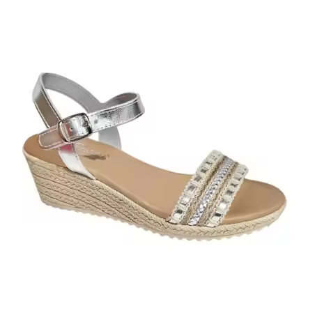 Sandalia Mujer Super Cómodas Con Cuña Referencia: V25307 Blanco MARCA D'VERANAS Sandalia confort cuña en piel blanco empeine pala combinada con tiras. D'veranas las super cómodas para los pies. - 1