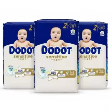 Dodot Sensitive Talla 2 (4-8 kg) Pack Ahorro 174 Pañales (3x58) – Máxima Suavidad y Protección Anti Fugas - 1