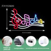 Luz LED De Notas Pentatónicas Neon Para Decoración De Pared Ajustable Para Estudio De Música Clase De Aula Fiesta Bar Habitación - details 1
