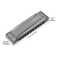 Harmonica De 10 Agujeros Y 20 Tonos En Mate Oro / Negro Para Blues Harpa Orquesta De Acero Inoxidable Instrumento Musical Para Principiantes - details 13