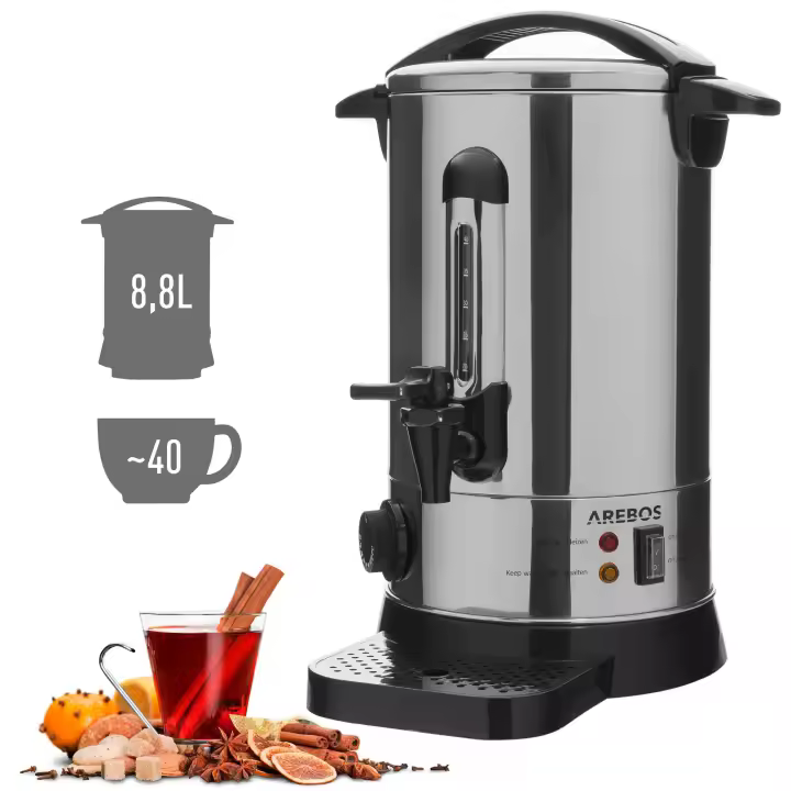 AREBOS Dispensador de Bebidas Calientes 8,8 L máquina de vino caliente 950 W - 1