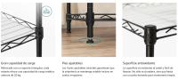 SONGMICS Estantería Metálica de 6 Niveles, Estanteía de Malla con Estantes Ajustables, Paneles de PP, 8 Ganchos, Carga Máxima de 120 kg, para Salón, Garaje, Plata/Negro - details 2