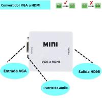 Adaptador Mini VGA a HDMI Con Audio 1080P Compatible Para PC Portátil HDTV Proyector Cable USB Incluido - details 2