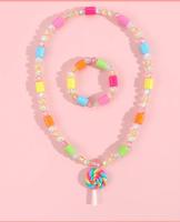 Juego De Joyería Para Niñas Con Collar Y Pulsera De Bolas Dulces Y Lollipop Charm Regalo De Cumpleaños Para Niñas - details 6