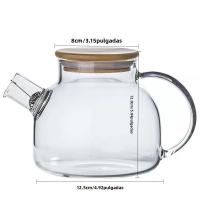 Tetera De Vidrio Borosilicato 1L/1.8L Con Tapa De Bambú Y Filtro Removible Para Oficina Y Hogar Kettle De Té Transparente - details 2