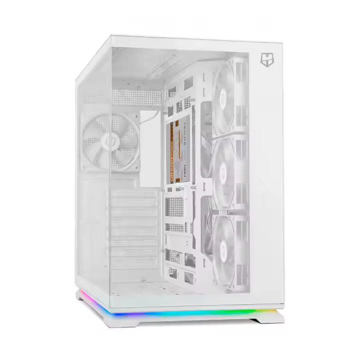 NOX XTREME PRODUCTS Hummer Galaxy - Caja PC, Cristal Templado frameless, 4 Ventiladores 120mm PWM, Espacio para 10 Ventiladores, USB-C y USB 3.0, Controladora Hub ARGB, ATX/M-ATX/ITX, Blanco - 1