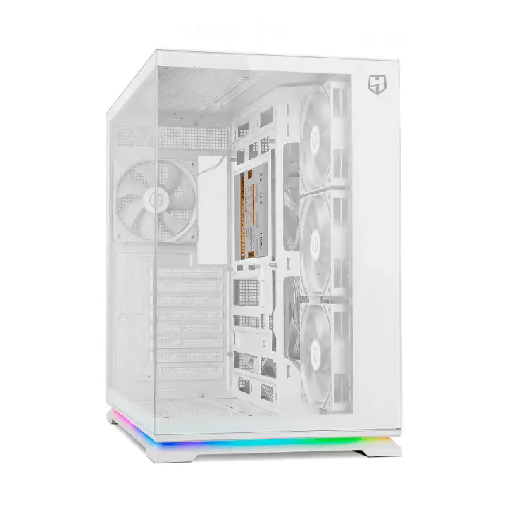 NOX XTREME PRODUCTS Hummer Galaxy - Caja PC, Cristal Templado frameless, 4 Ventiladores 120mm PWM, Espacio para 10 Ventiladores, USB-C y USB 3.0, Controladora Hub ARGB, ATX/M-ATX/ITX, Blanco - 1
