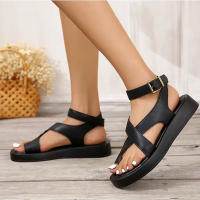Sandalias De Cuero Para Mujer Moda Casual Confortables 2023 Nuevas De Verano Con Suela Gruesa Y Plataforma Sandalias De Tobillo Para Mujer Talla 43 - details 9