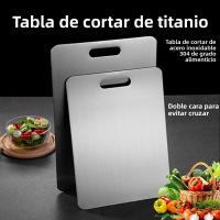 Tabla De Corte De Acero Inoxidable De Grado Alimenticio Doble Cara Rectangular Bloque De Picar Frutas Y Carne Soporte Ecológico - details 5