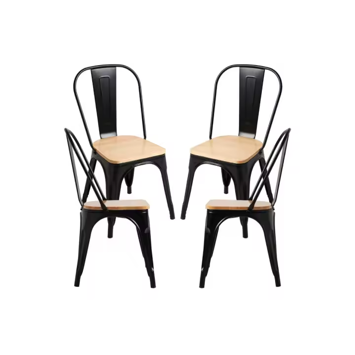 Regalos Miguel - Packs Sillas Comedor - Pack 4 Sillas Torix Madera Natural - Negro mate - 1