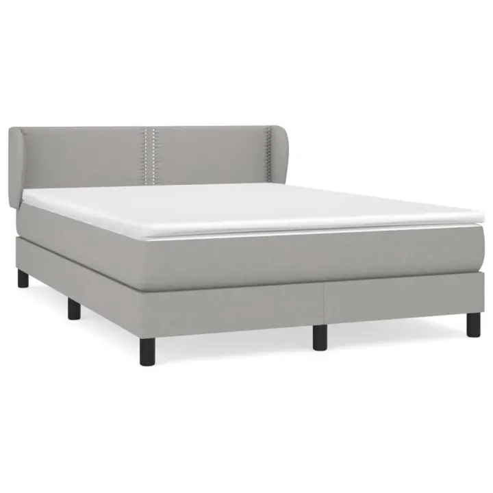 vidaXL Cama box spring con colchón tela gris claro 140x200 cm - 1
