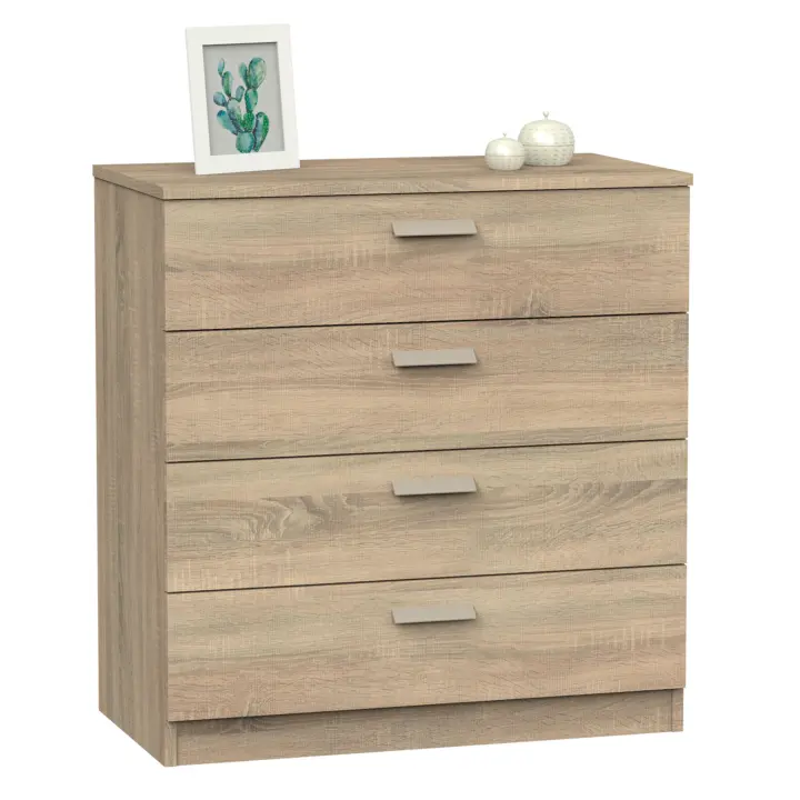 Briebe Nova Cómoda Dormitorio, Cajonera 4 Cajones, Sinfonier 78x74x40 cm (Alto x Ancho x Profundo), , Madera - 1