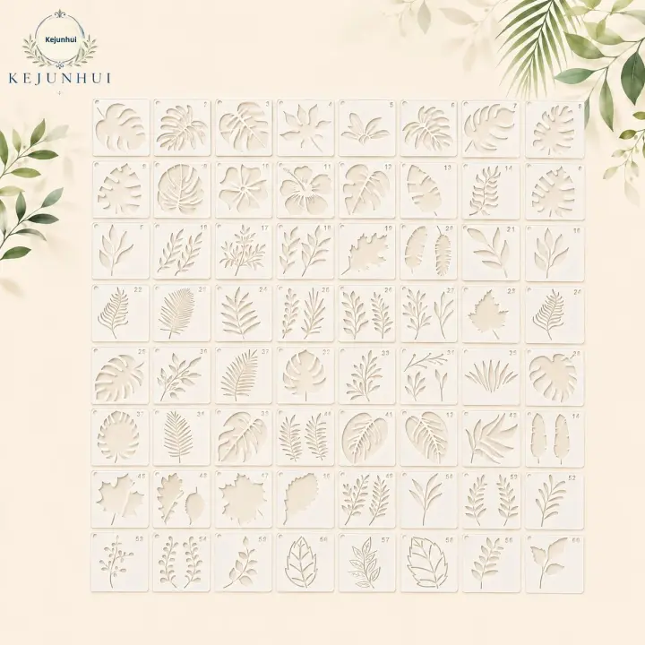60Pcs Plantas Reutilizables Stencils De Hojas En PET Para Pintura Y Manualidades Plantas Tropicales Plantas Botánicas Decoración De Casa - 1