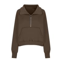Nueva Sudadera De Mujer Con Capucha Cuello Erguido Otoño Invierno Color Sólido Fleece Manga Larga Bolsillos Cierre Media Pullover Suave - details 73