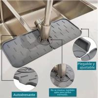 Alfombrilla De Fregadero Ecológica De Silicona Protector De Encimera Absorbente Para Grifo Y Drenaje De Cocina Accesorio Para El Hogar - details 2