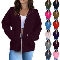 Sudadera De Mujer Con Capucha Abrigo Casual De Color Sólido Otoño E Invierno Con Bolsillos Y Cierre De Cremallera Largo Manga Para Calle - details 0