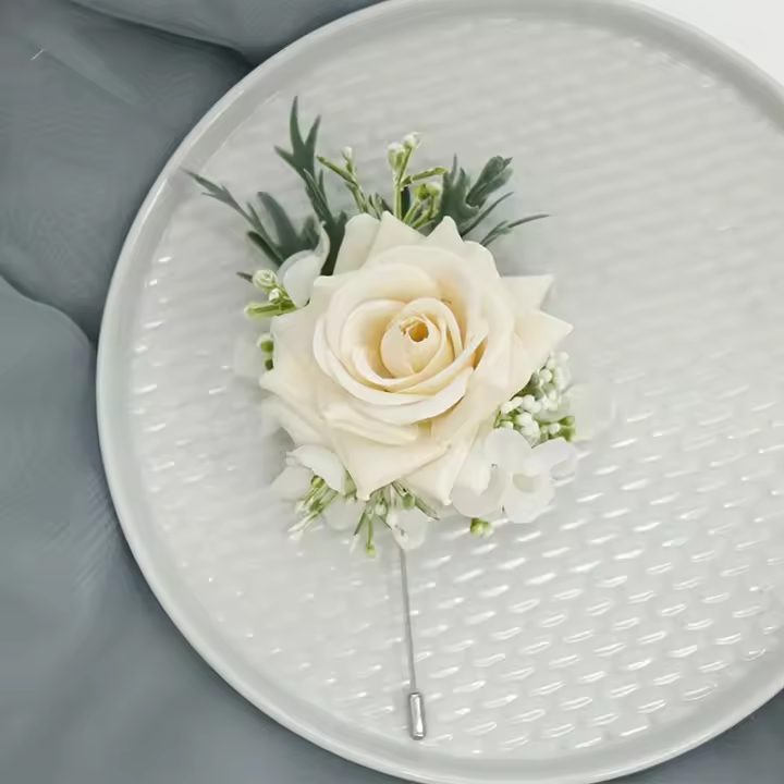 Set De Corsés Y Boutonnieres De Rosas Para Boda 1/6PCS Accesorios Florales Para Novia Llorona Novia Bridesmaid Hombre - 1