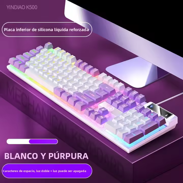 Teclado De Juego 104 Teclas Con Retroiluminación Colorida Teclado Mecánico Para Computadora Periféricos E-sports Para Desktop Laptop - 1