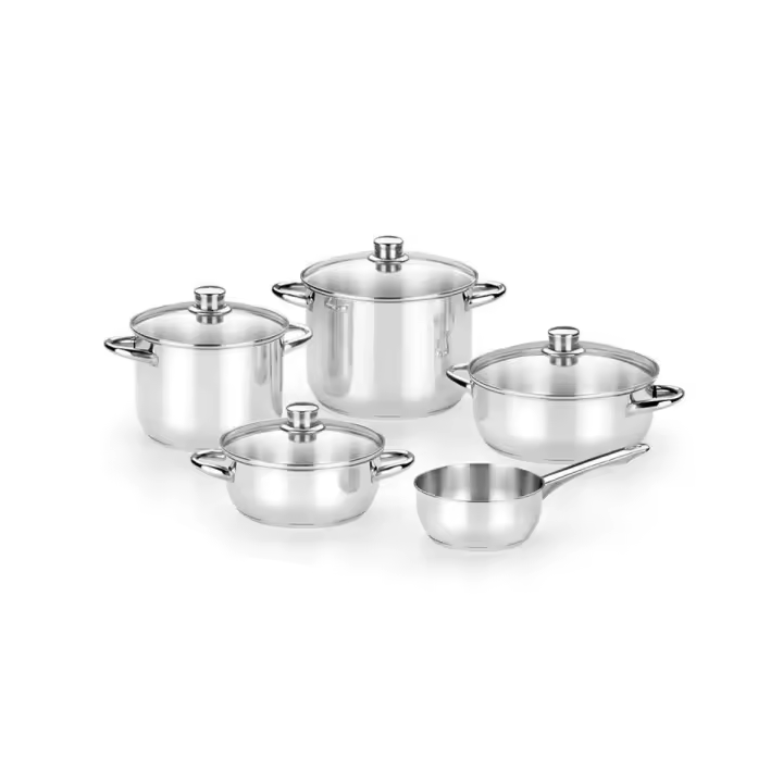 Monix Optima 2 - Batería de Cacerolas, Lote de 5 Piezas, Acero Inoxidable, Cocinas de Gas, Vitrocerámica e Inducción, Cazuelas, Utensilios Cocina - 1