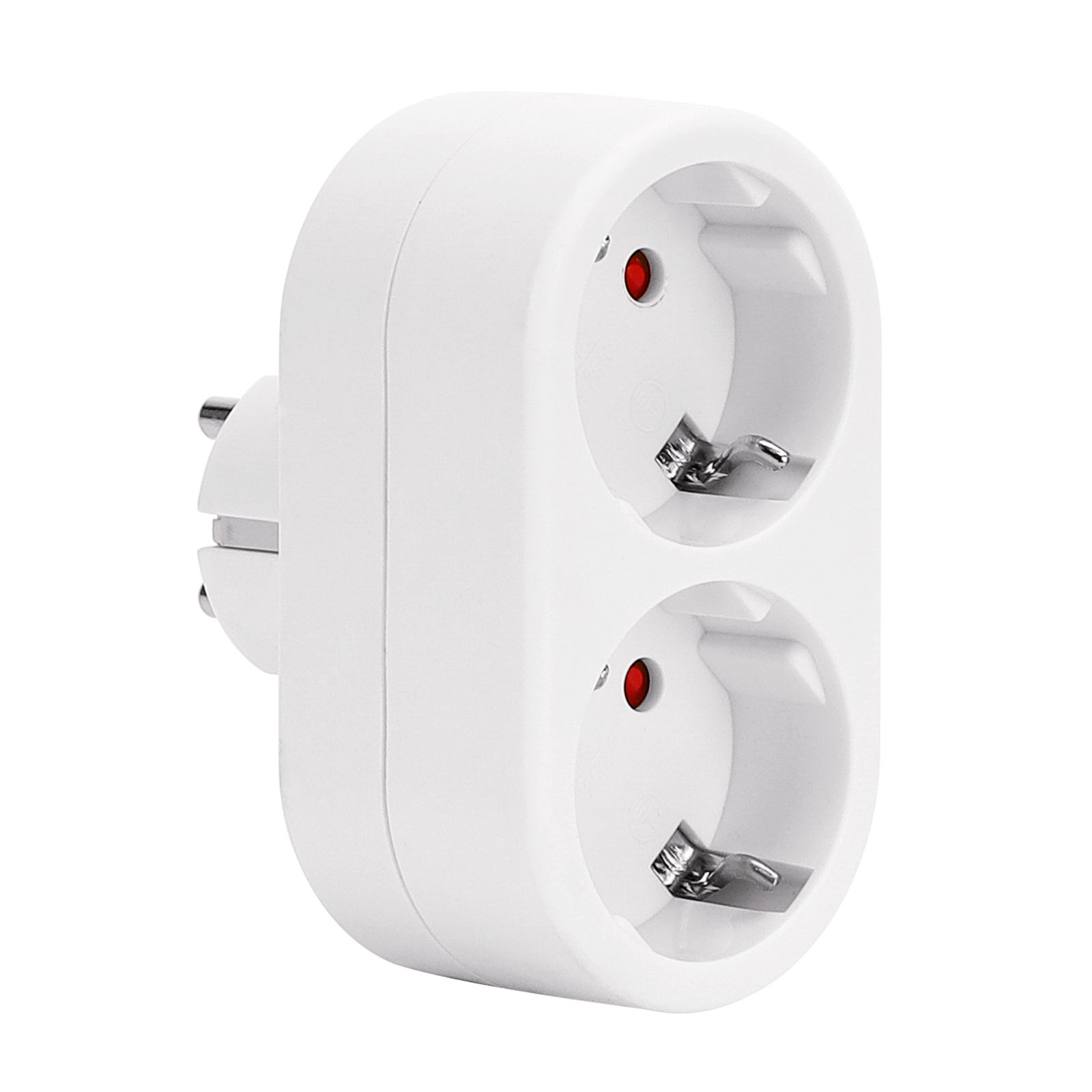 Aigostar Adaptador Enchufes Europeos con 2 Tomas.Enchufe de Pared.Con Protección Infantil,16A,250V,Blanco